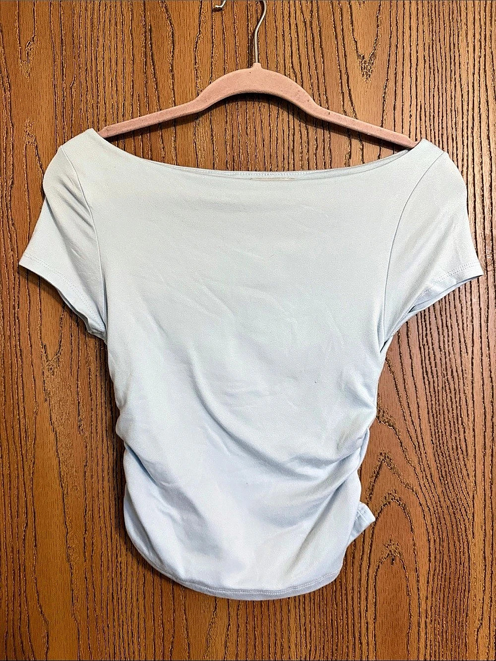 Blue Ruched Short Sleeve Top